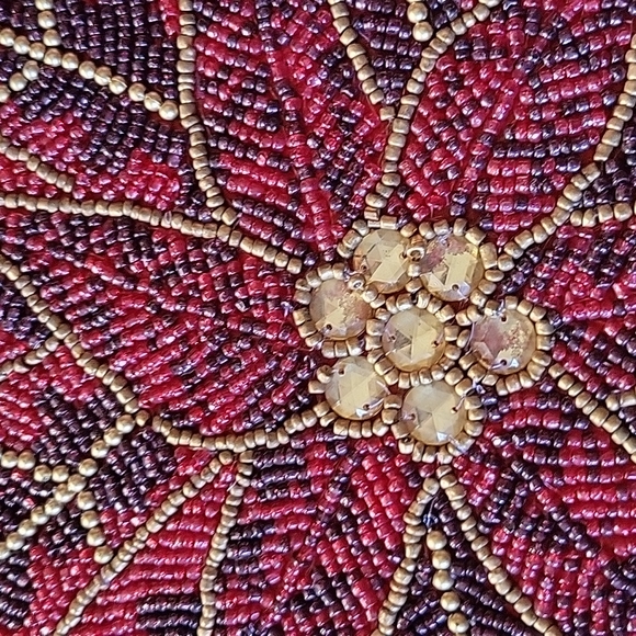 Kohl's Dining Kohls St Nicholas Square Placemat Poinsettia Beaded
